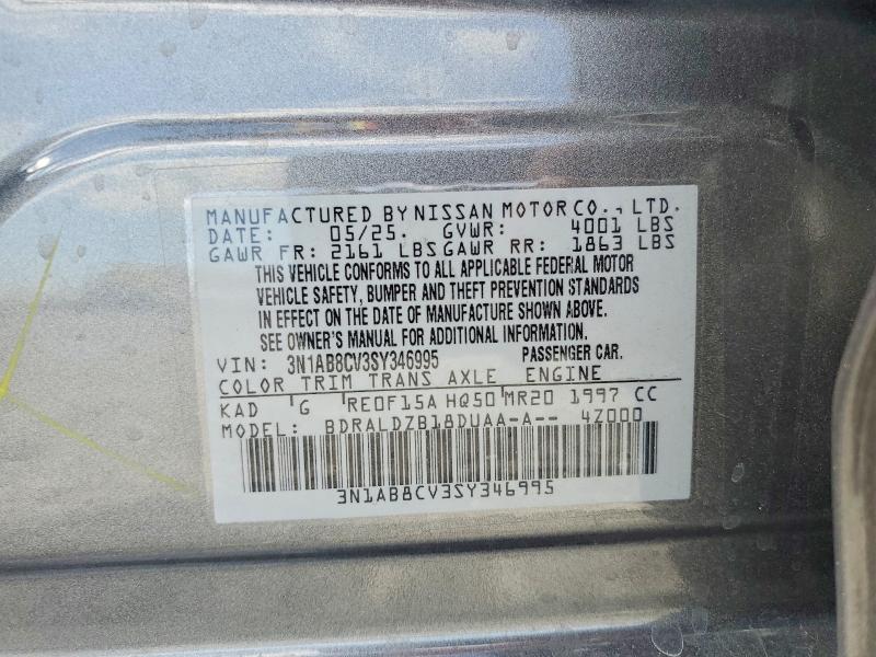 2025 Nissan Sentra მანქანა იყიდება აუქციონზე, vin: 3N1AB8CV3SY346995, აუქციონის ნომერი: 51498496