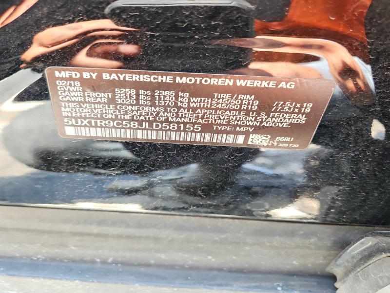 54495716 :رقم المزاد ، 5UXTR9C58JLD58155 vin ، 2018 Bmw X3 مزاد بيع