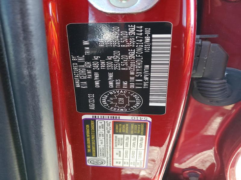 Aukcja sprzedaży 2022 Kia Sorento, vin: 5XYRHDLF0NG147444, numer aukcji: 51666656