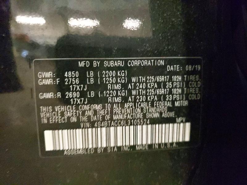 Продаж на аукціоні авто 2020 Subaru Outback, vin: 4S4BTACC6L3105524, номер лоту: 53041416