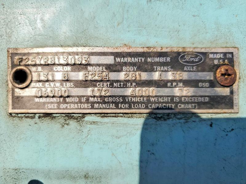 52689876 :رقم المزاد ، F25YRB13093 vin ، 1967 Ford F-250 مزاد بيع