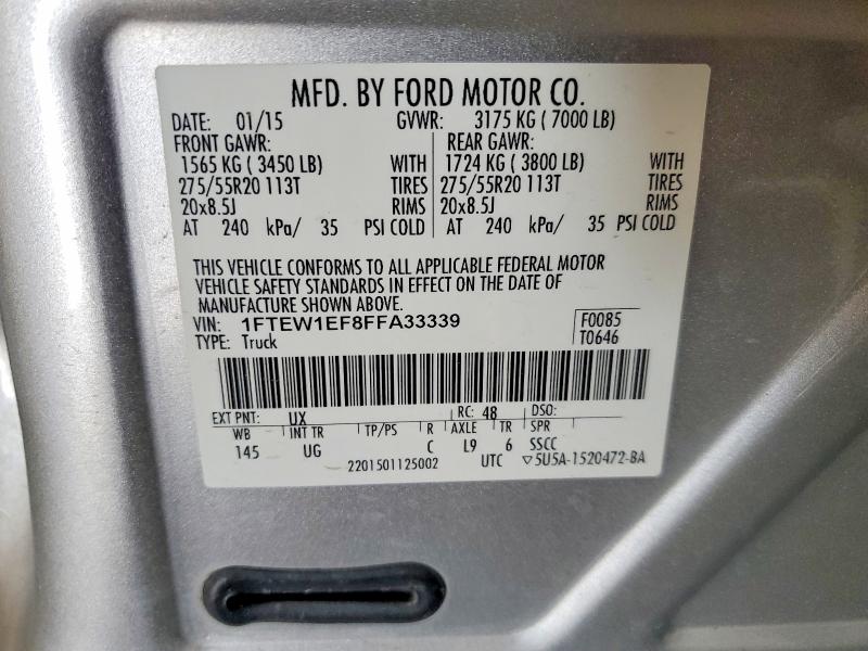 Продаж на аукціоні авто 2015 Ford F-150, vin: 1FTEW1EF8FFA33339, номер лоту: 53455846