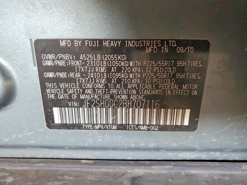 Продаж на аукціоні авто 2011 Subaru Forester, vin: JF2SHGGC2BH707116, номер лоту: 53252506