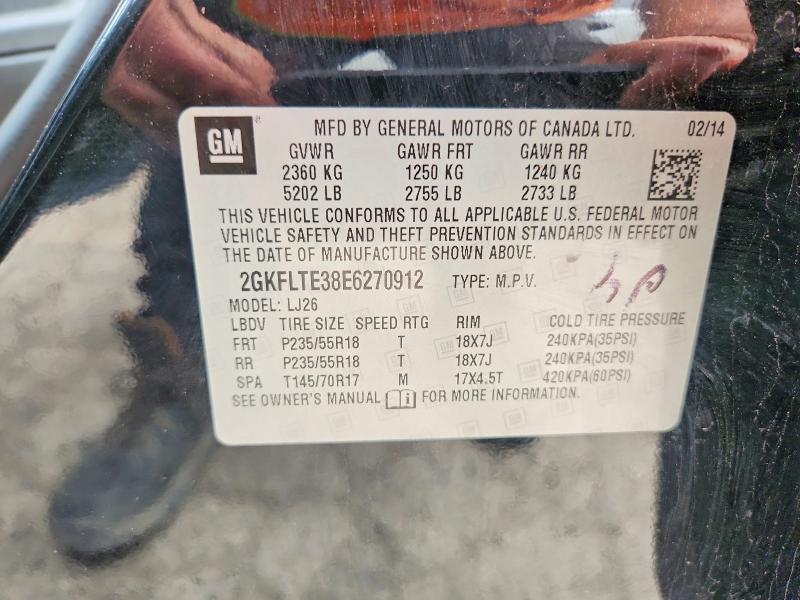 54464446 :رقم المزاد ، 2GKFLTE38E6270912 vin ، 2014 Gmc Terrain مزاد بيع
