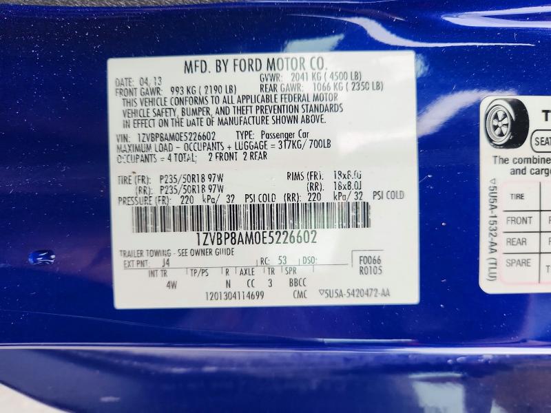 Продажа на аукционе авто 2014 Ford Mustang, vin: 1ZVBP8AM0E5226602, номер лота: 54175516