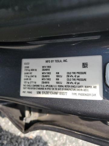 Продажа на аукционе авто 2022 Tesla Model 3, vin: 5YJ3E1EA4NF189377, номер лота: 52471866
