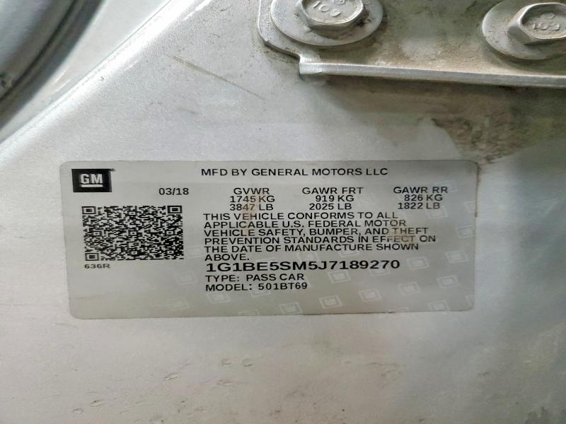 52204916 :رقم المزاد ، 1G1BE5SM5J7189270 vin ، 2018 Chevrolet Cruze مزاد بيع