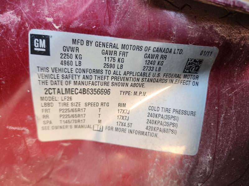 Aukcja sprzedaży 2011 Gmc Terrain, vin: 2CTALMEC4B6356696, numer aukcji: 53207376