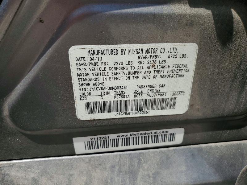 Aukcja sprzedaży 2013 Infiniti G37 Sedan, vin: JN1CV6AP3DM303451, numer aukcji: 55429426