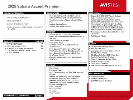 Aukcja sprzedaży 2025 Subaru Ascent, vin: 4S4WMADD4S3406300, numer aukcji: 52750936