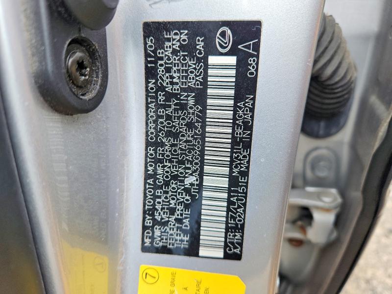 Aukcja sprzedaży 2006 Lexus Es, vin: JTHBA30G965164779, numer aukcji: 51643936