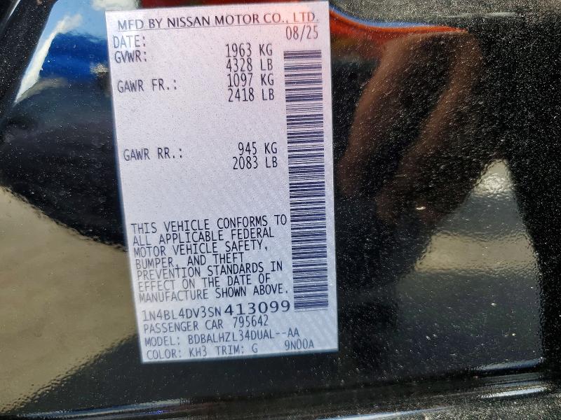 Aukcja sprzedaży 2025 Nissan Altima, vin: 1N4BL4DV3SN413099, numer aukcji: 54407526