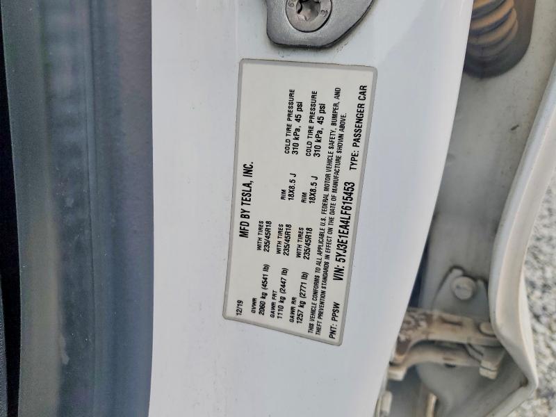 Продажа на аукционе авто 2020 Tesla Model 3, vin: 5YJ3E1EA4LF615453, номер лота: 52634926
