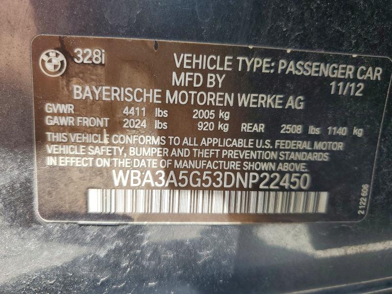 Aukcja sprzedaży 2013 Bmw 328, vin: WBA3A5G53DNP22450, numer aukcji: 53766056