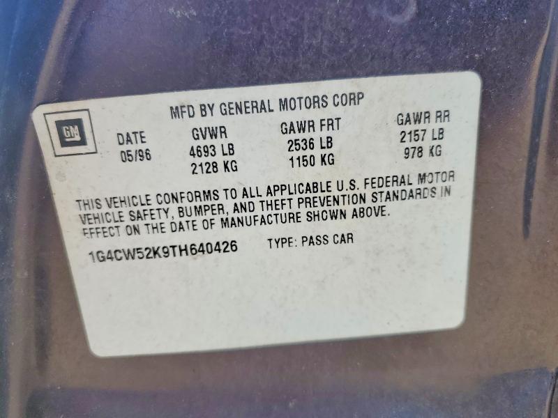 Продажа на аукционе авто 1996 Buick Park Avenue, vin: 1G4CW52K9TH640426, номер лота: 55139196