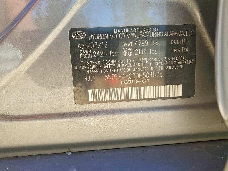 52949146 :رقم المزاد ، 5NPEB4AC3DH504678 vin ، 2013 Hyundai Sonata مزاد بيع