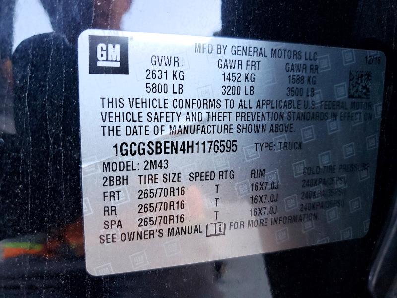 54057356 :رقم المزاد ، 1GCGSBEN4H1176595 vin ، 2017 Chevrolet Colorado مزاد بيع