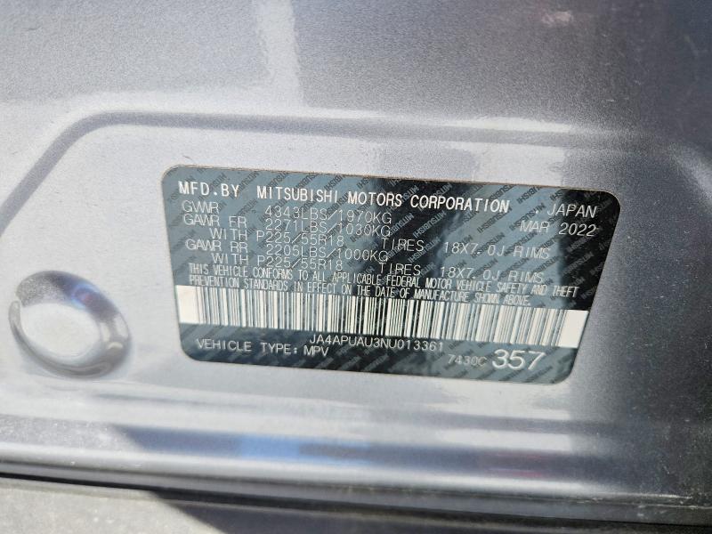 52192056 :رقم المزاد ، JA4APUAU3NU013361 vin ، 2022 Mitsubishi Outlander Sport مزاد بيع