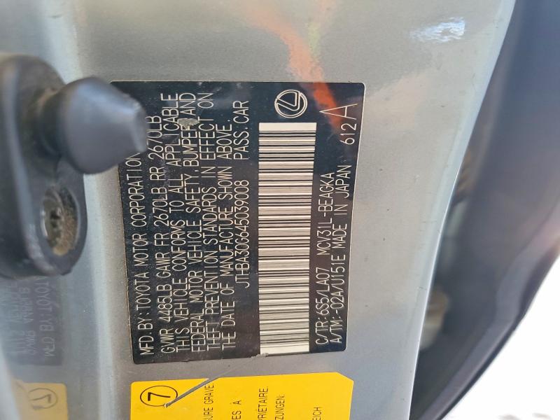 52910456 :رقم المزاد ، JTHBA30G645039008 vin ، 2004 Lexus Es مزاد بيع