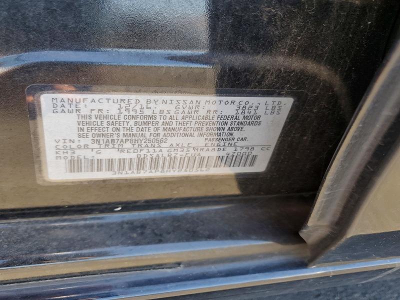 2017 Nissan Sentra მანქანა იყიდება აუქციონზე, vin: 3N1AB7AP8HY250562, აუქციონის ნომერი: 52435076