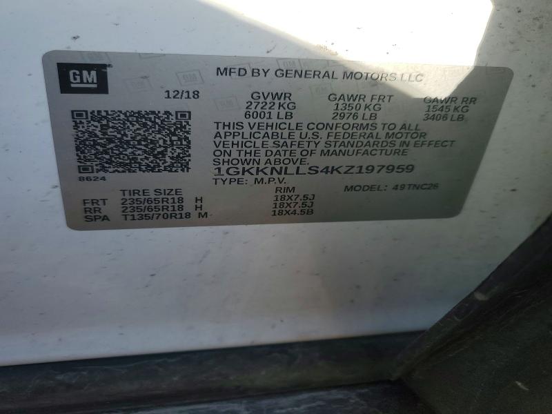 Aukcja sprzedaży 2019 Gmc Acadia, vin: 1GKKNLLS4KZ197959, numer aukcji: 52061606