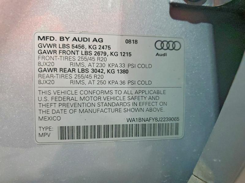 Aukcja sprzedaży 2018 Audi Q5, vin: WA1BNAFY8J2239065, numer aukcji: 54470516