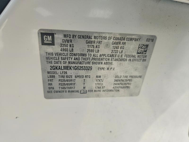 53664956 :رقم المزاد ، 2GKALMEK1G6253329 vin ، 2016 Gmc Terrain مزاد بيع
