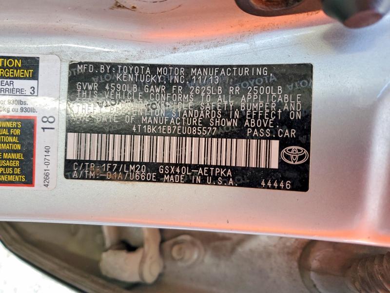 52315956 :رقم المزاد ، 4T1BK1EB7EU085577 vin ، 2014 Toyota Avalon مزاد بيع