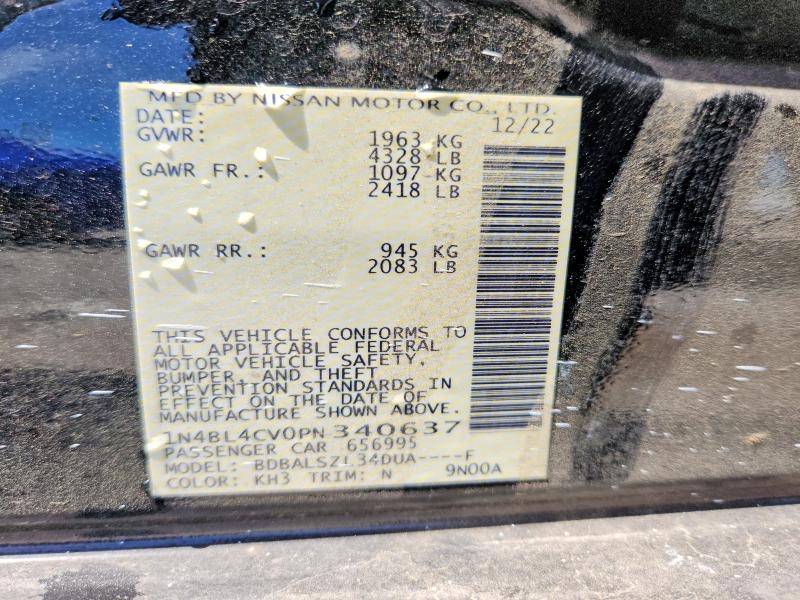 Продажа на аукционе авто 2023 Nissan Altima, vin: 1N4BL4CV0PN340637, номер лота: 52101606