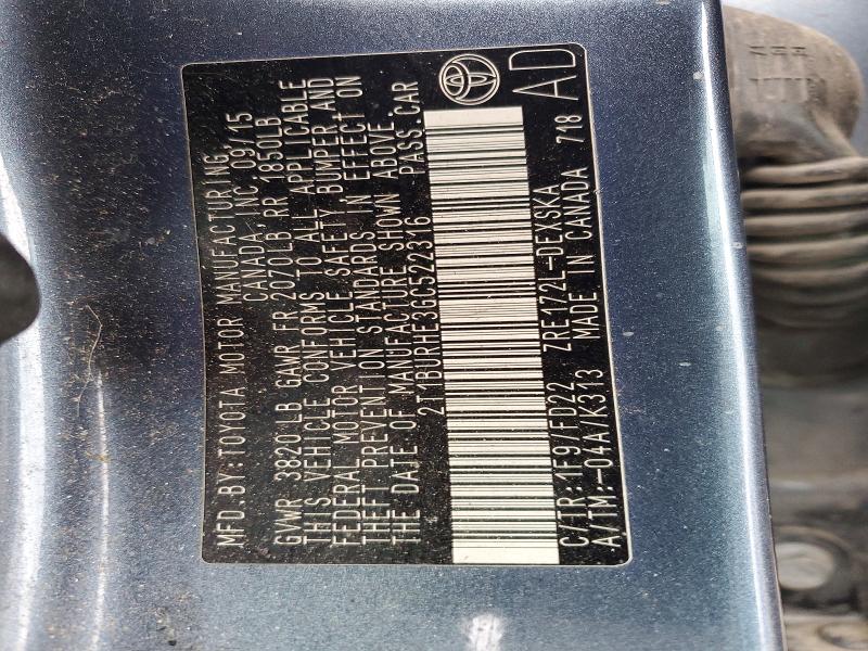 54444416 :رقم المزاد ، 2T1BURHE3GC522316 vin ، 2016 Toyota Corolla مزاد بيع