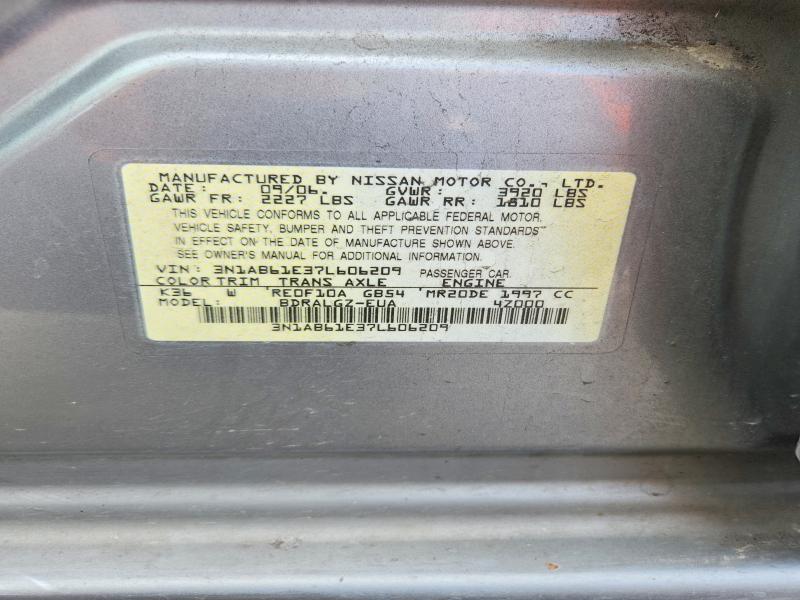 Aukcja sprzedaży 2007 Nissan Sentra, vin: 3N1AB61E37L606209, numer aukcji: 52101016