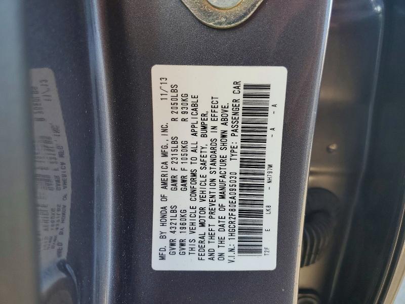 Продаж на аукціоні авто 2014 Honda Accord, vin: 1HGCR2F80EA095030, номер лоту: 54496686