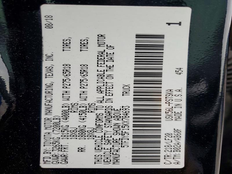 Продаж на аукціоні авто 2019 Toyota Tundra, vin: 5TFDY5F15KX784693, номер лоту: 54865656