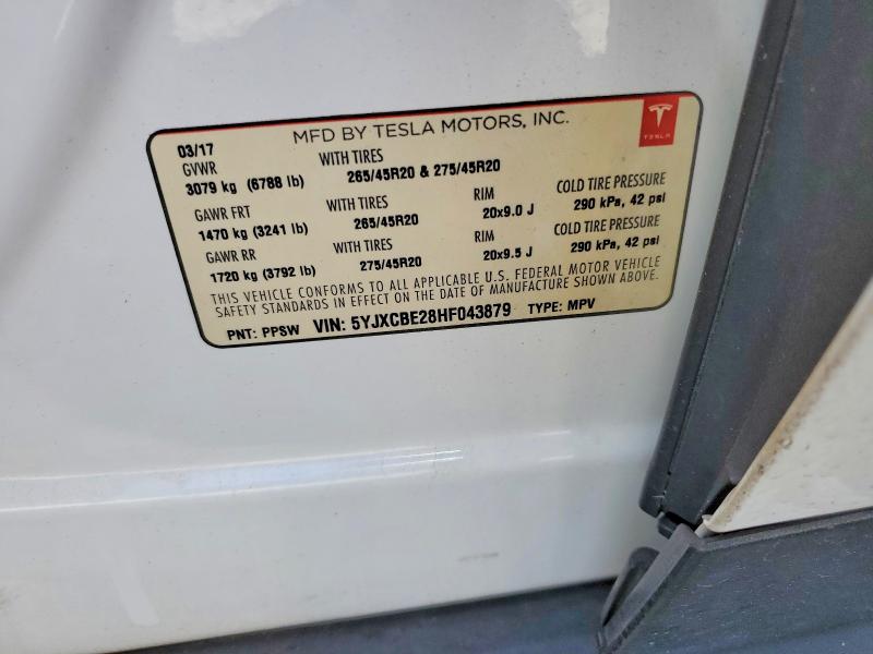 Продажа на аукционе авто 2017 Tesla Model X, vin: 5YJXCBE28HF043879, номер лота: 51303206