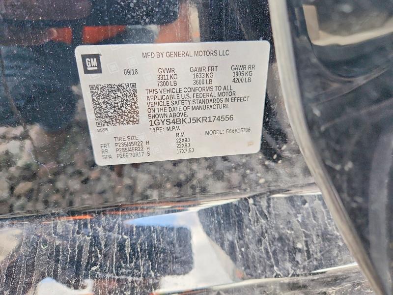 52002916 :رقم المزاد ، 1GYS4BKJ5KR174556 vin ، 2019 Cadillac Escalade مزاد بيع
