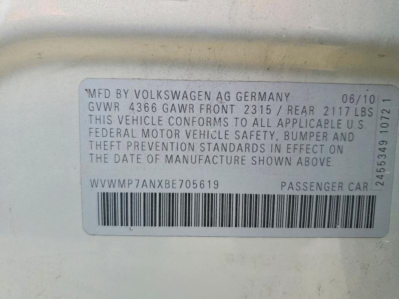 Продажа на аукционе авто 2011 Volkswagen Cc, vin: WVWMP7ANXBE705619, номер лота: 54649916