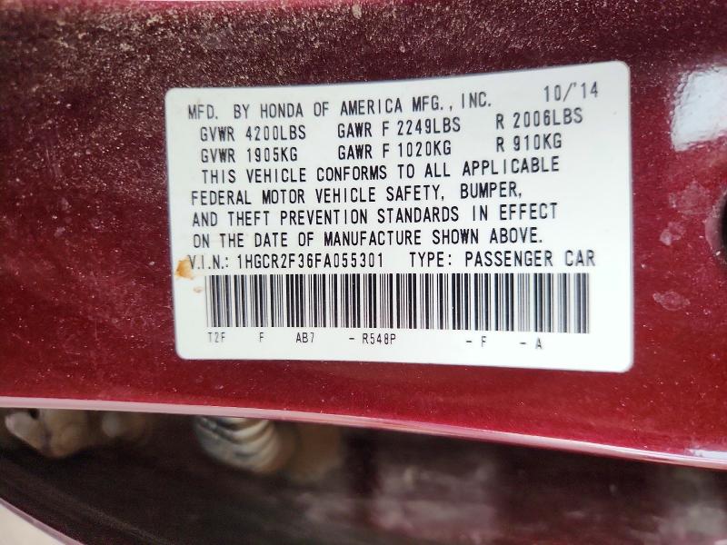 Aukcja sprzedaży 2015 Honda Accord, vin: 1HGCR2F36FA055301, numer aukcji: 52170676