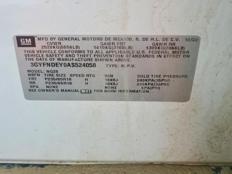 2010 Cadillac Srx მანქანა იყიდება აუქციონზე, vin: 3GYFNDEY0AS524058, აუქციონის ნომერი: 53604266