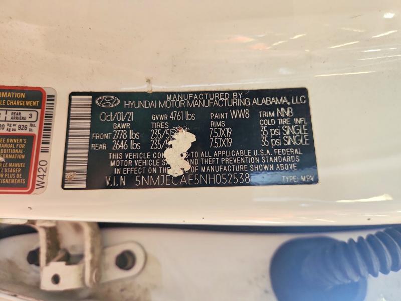 2022 Hyundai Tucson მანქანა იყიდება აუქციონზე, vin: 5NMJECAE5NH052538, აუქციონის ნომერი: 54664426