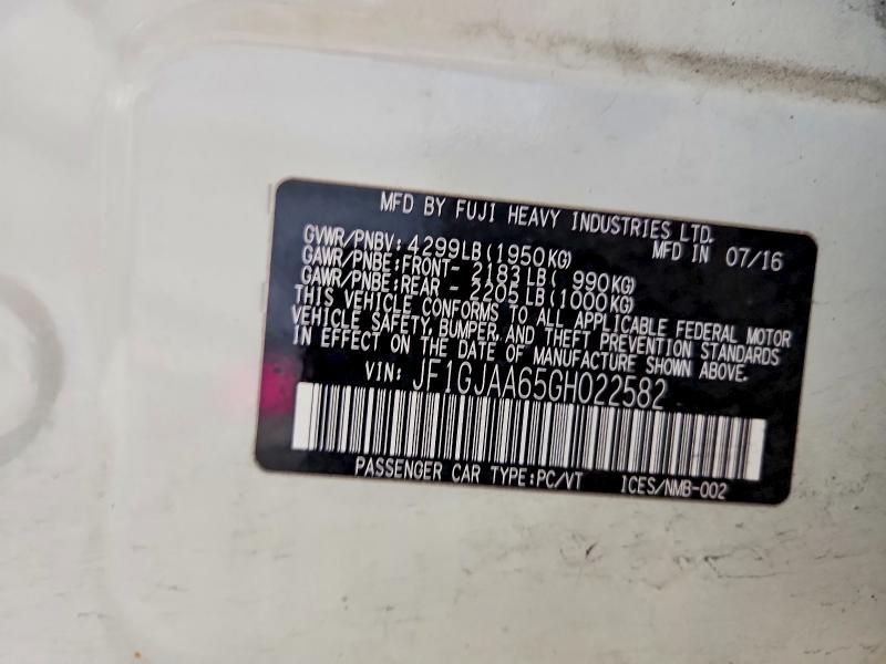 Продаж на аукціоні авто 2016 Subaru Impreza, vin: JF1GJAA65GH022582, номер лоту: 53335516