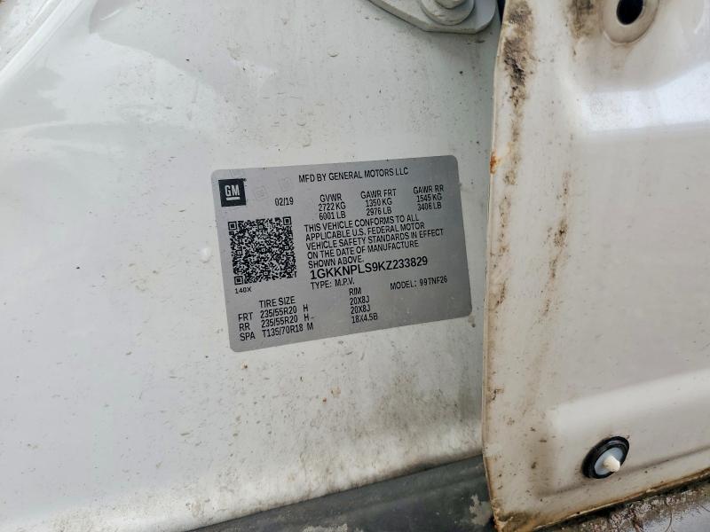 Auction sale of the 2019 Gmc Acadia, vin: 1GKKNPLS9KZ233829, lot number: 52885156