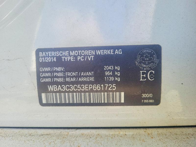 Aukcja sprzedaży 2014 Bmw 320, vin: WBA3C3C53EP661725, numer aukcji: 53074466