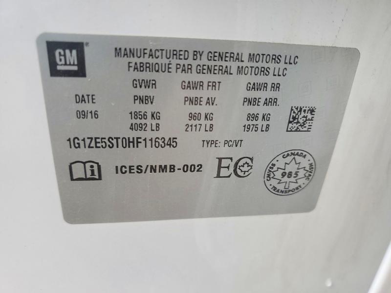 52489036 :رقم المزاد ، 1G1ZE5ST0HF116345 vin ، 2017 Chevrolet Malibu مزاد بيع