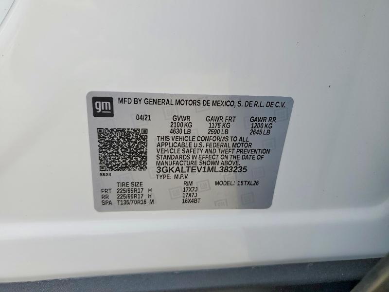 54188796 :رقم المزاد ، 3GKALTEV1ML383235 vin ، 2021 Gmc Terrain مزاد بيع