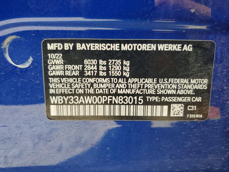 Aukcja sprzedaży 2023 Bmw I4, vin: WBY33AW00PFN83015, numer aukcji: 51039966