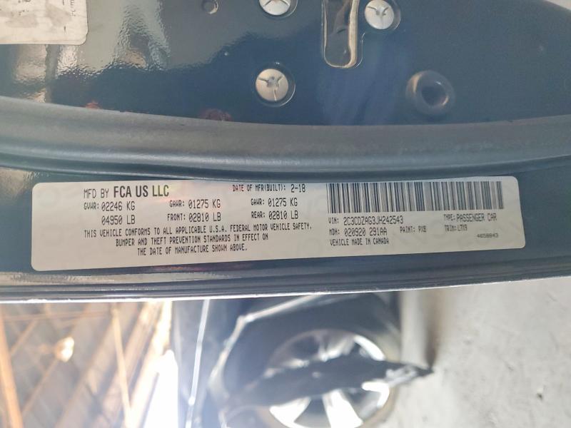 2018 Dodge Challenger მანქანა იყიდება აუქციონზე, vin: 2C3CDZAG3JH242543, აუქციონის ნომერი: 55603696