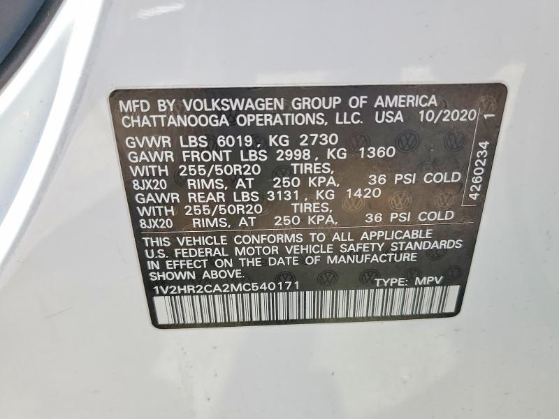 Продаж на аукціоні авто 2021 Volkswagen Atlas, vin: 1V2HR2CA2MC540171, номер лоту: 52459806
