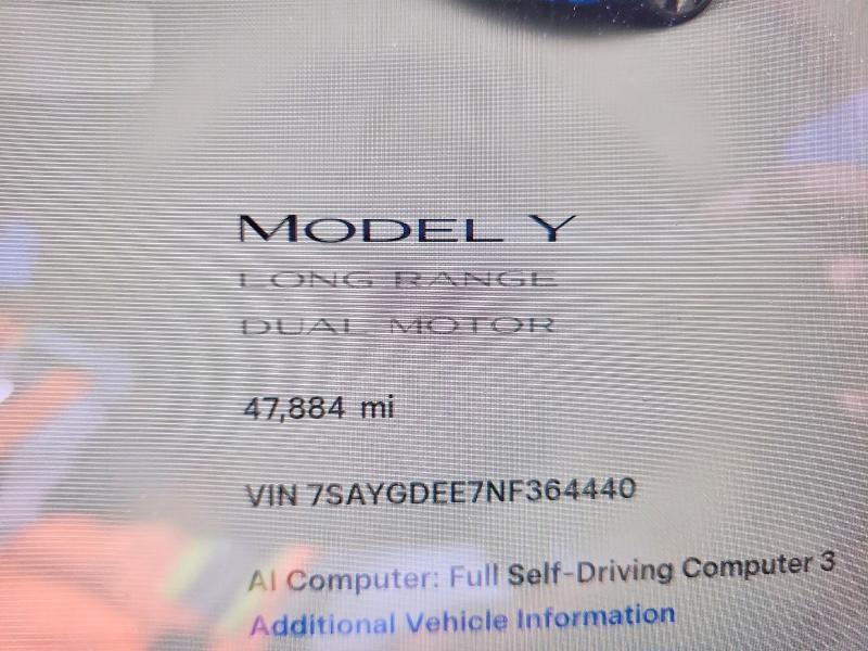Продажа на аукционе авто 2022 Tesla Model Y, vin: 7SAYGDEE7NF364440, номер лота: 54985436