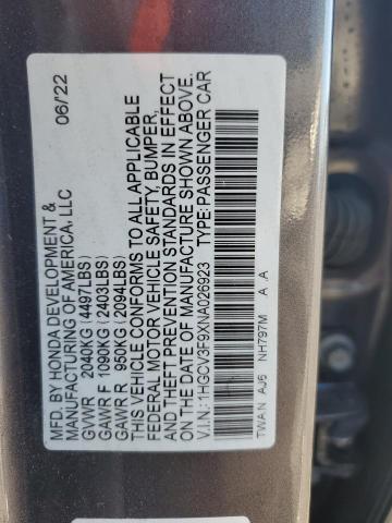Продаж на аукціоні авто 2022 Honda Accord, vin: 1HGCV3F9XNA026923, номер лоту: 53920046