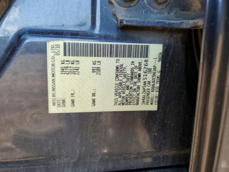 Продаж на аукціоні авто 2010 Nissan Altima, vin: 1N4AL2AP5AN516268, номер лоту: 52748976